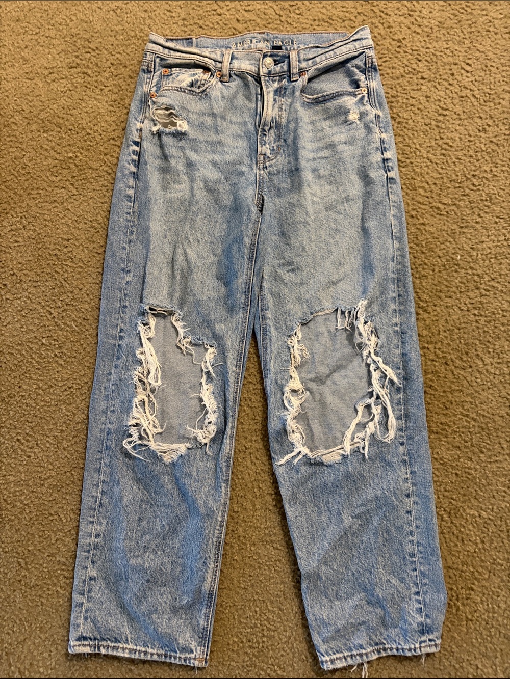 American Eagle Outfitters Light Blue Distressed Boyfriend Jeans